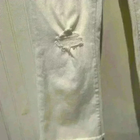Flying Monkey High Rise Ripped Kick stretch white Flare Beige Jeans Denim sz 26 - Picture 6 of 7